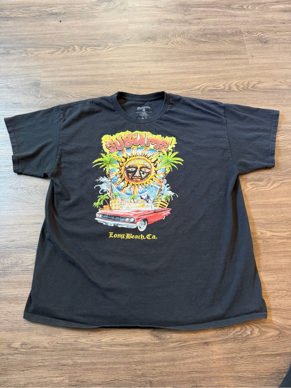 Sublime Shirt Mens XL Black Sun Logo Long Beach CA Lowrider Graphic Band Tee